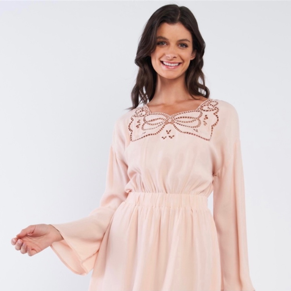 Sugarlips Nude Butterfly Cut Out Long Sleeve Dress - Picture 6 of 9